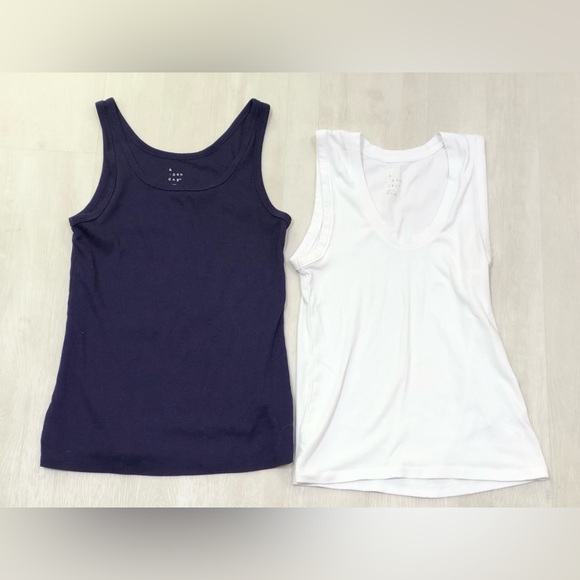 2 Deep Purple/White a new day tank tops tees Excellent Condition - Picture 1 of 9